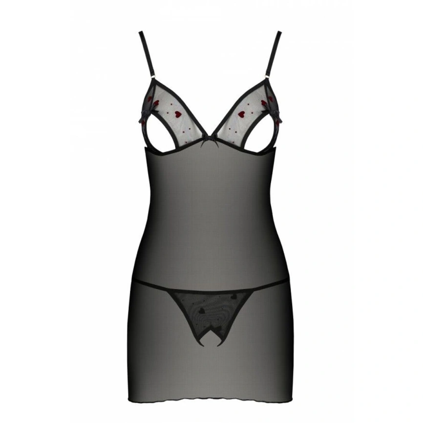 Сорочка с вырезами на груди, стринги Passion LOVELIA CHEMISE XXL/XXXL, black фото 12