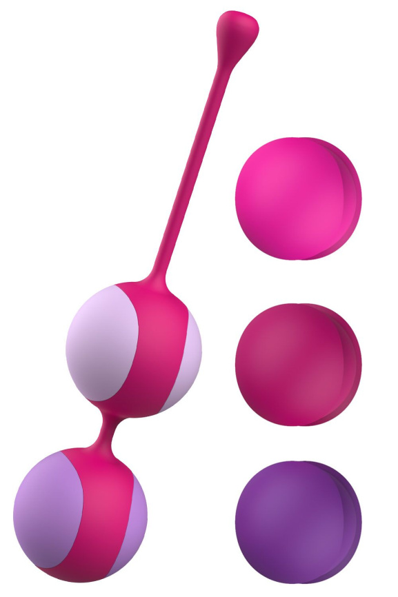 Вагінальні кульки Liebe Kewos — Cerise/Candy Violet, 5 кульок у комплекті, 15, 25, 35, 45 та 55 г фото 1