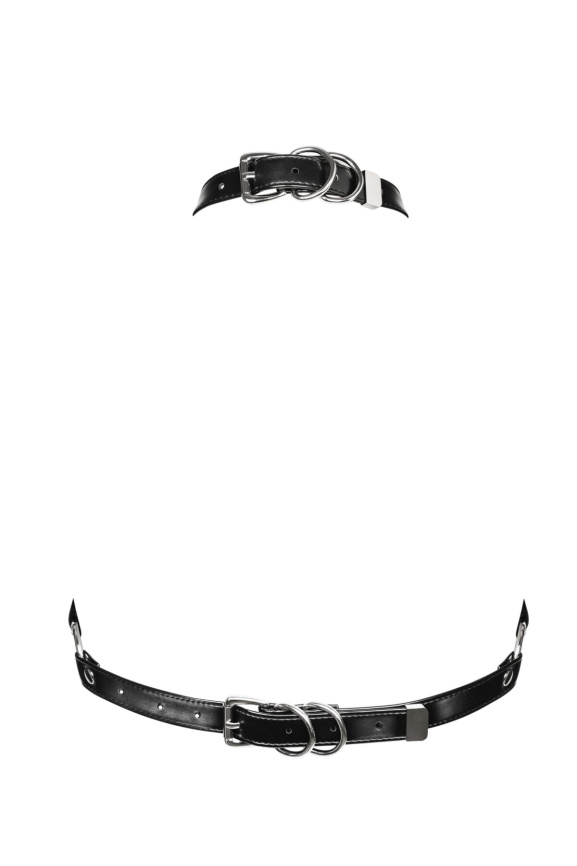 Портупея на груди Obsessive A740 harness black O/S, штучна шкіра фото 2