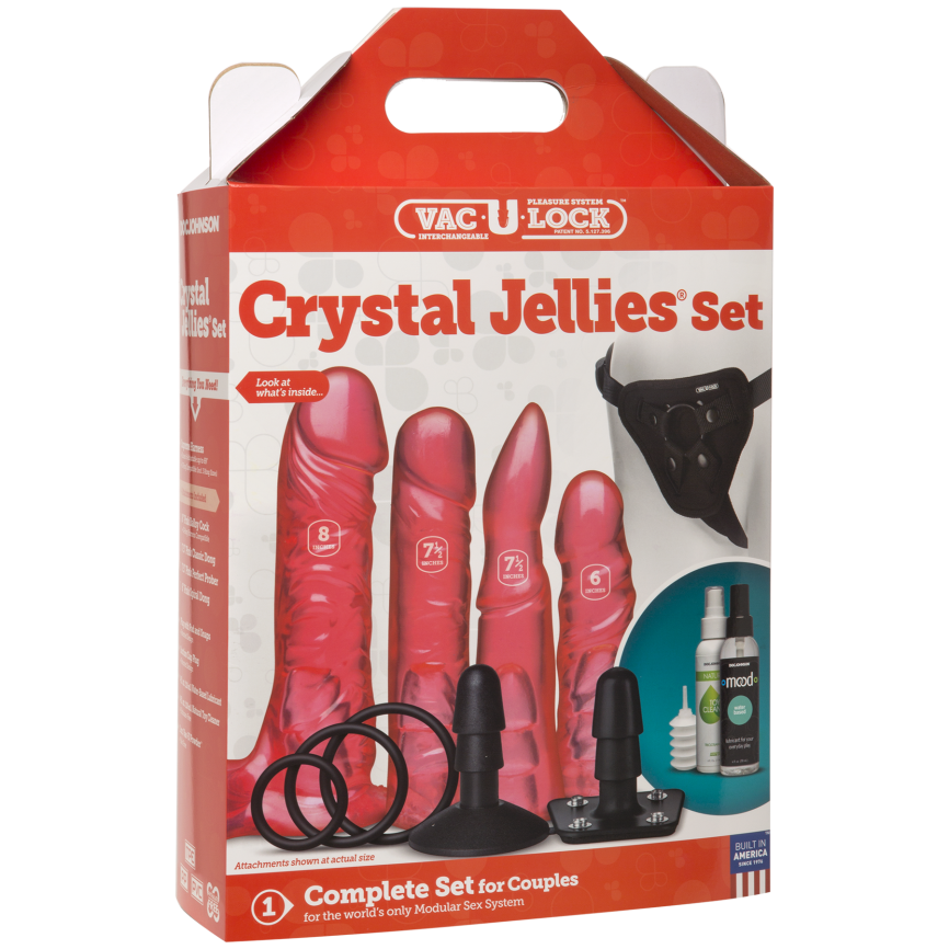 Набір для страпона Doc Johnson Vac-U-Lock Crystal Jellies Set, діаметр 3,8см, 2×4,5см, 5,1 см фото 5