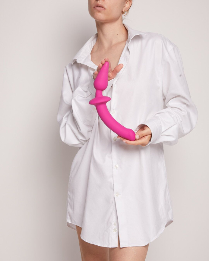 Анальна пробка з дилдо 2в1 Strap-On-Me SWITCH PLUG-IN DILDO Fuchsia L, діаметр 4,5/3,4 см фото 6