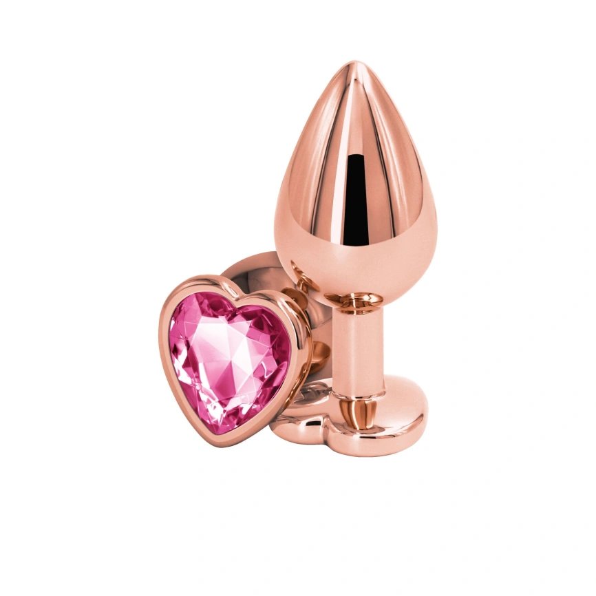 Анальная пробка NS Novelties Rear Assets - Rose Gold Heart - Medium - Pink фото 1