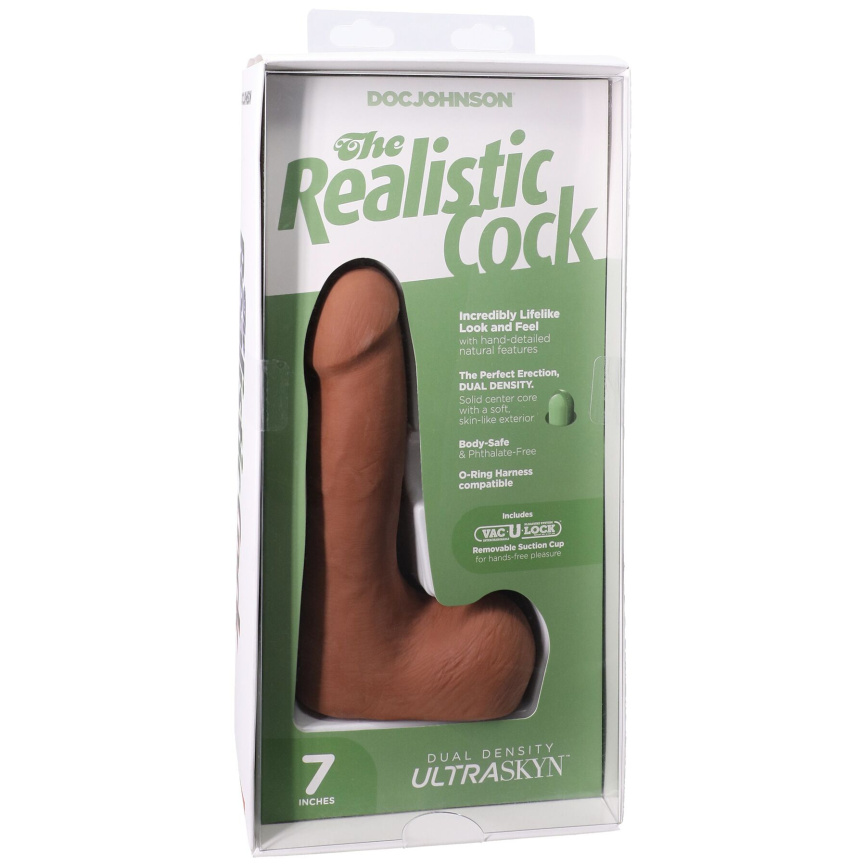 Фалоімітатор Doc Johnson The Realistic Cock ULTRASKYN - 7 Inch with Balls Caramel фото 8