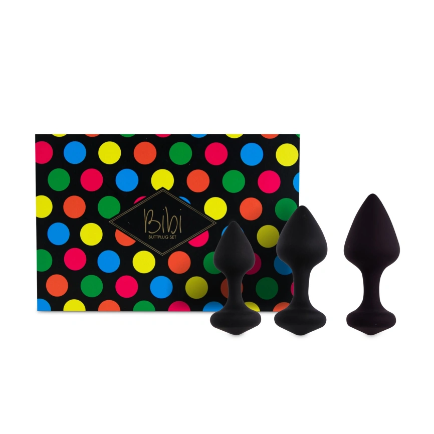 Набор силиконовых анальных пробок FeelzToys - Bibi Butt Plug Set 3 pcs Black фото 1
