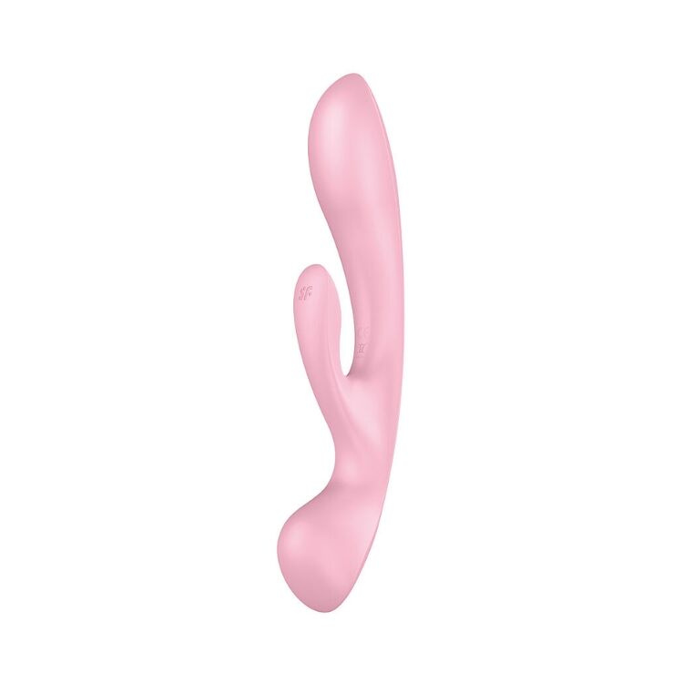 Двосторонній вібратор-кролик Satisfyer Triple Oh Pink, 3 мотори, руків’я-масажер фото 1