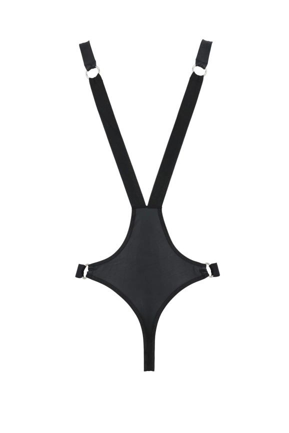 Чоловіче боді з люверсами Passion 028 HARRY XXL/XXXL Black, екошкіра, на шлейках фото 4