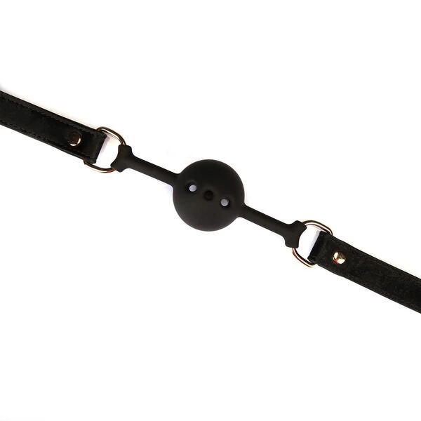 Повітропроникний кляп Liebe Seele Boudoir Amor Ball Gag Black, силіконова кулька, діаметр 4,3 см фото 4