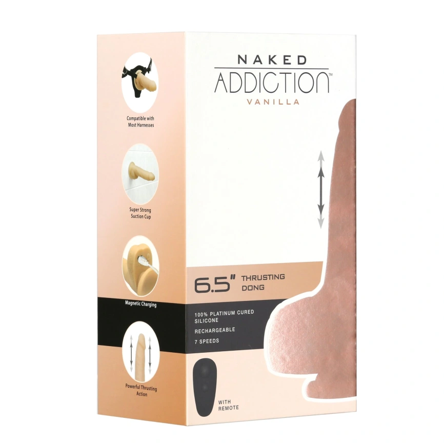 Фаллоимитатор-пульсатор Naked Addiction 6.5″ Thrusting Dong With Remote, движения вперед-назад,пульт фото 8