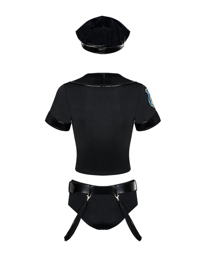 Еротичний костюм поліцейського Obsessive Police set S/M, black, топ, шорти, кепка, пояс, портупея фото 3