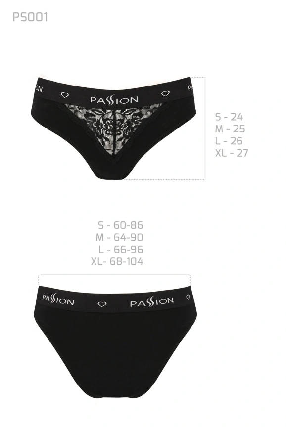 Трусики с широкой резинкой и кружевом Passion PS001 PANTIES M, black фото 3