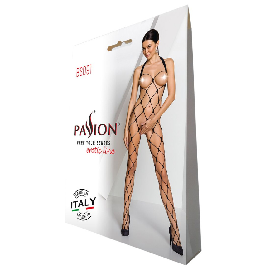 Бодістокінг у дуже велику сітку Passion BS091 black, з доступом фото 6