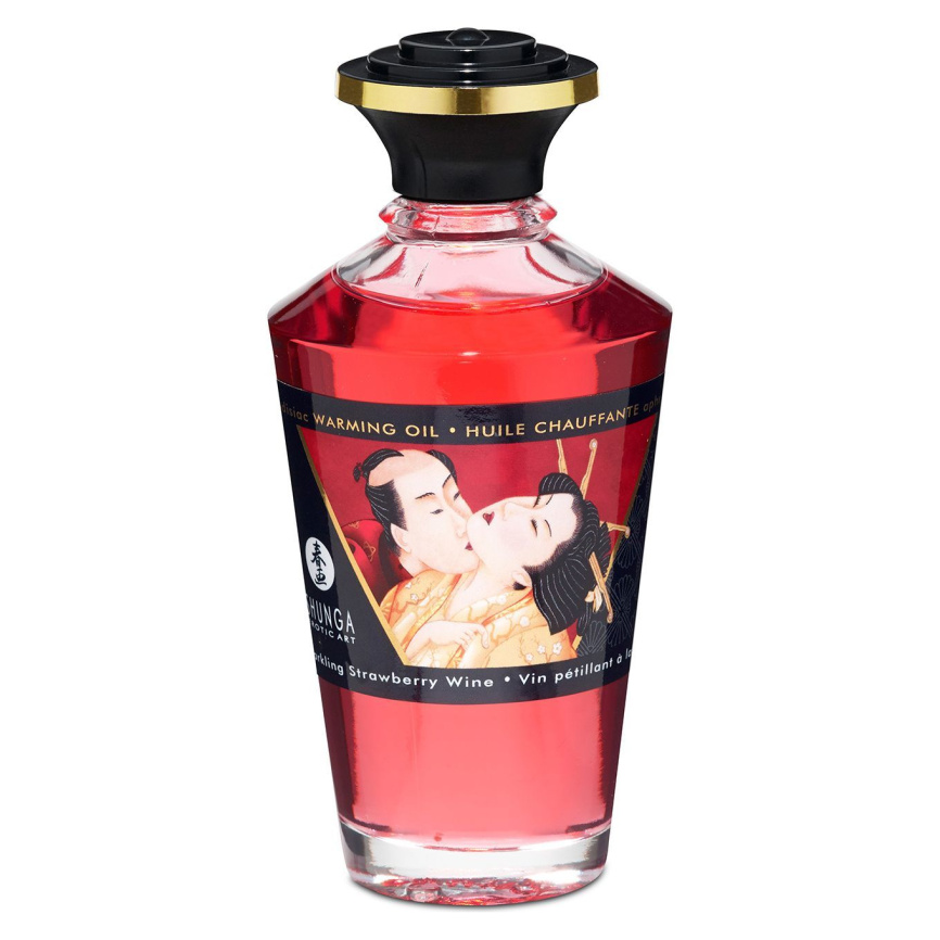 Розігрівальна олія Shunga Aphrodisiac Warming Oil – Sparkling Strawberry Wine (100 мл) без цукру фото 2