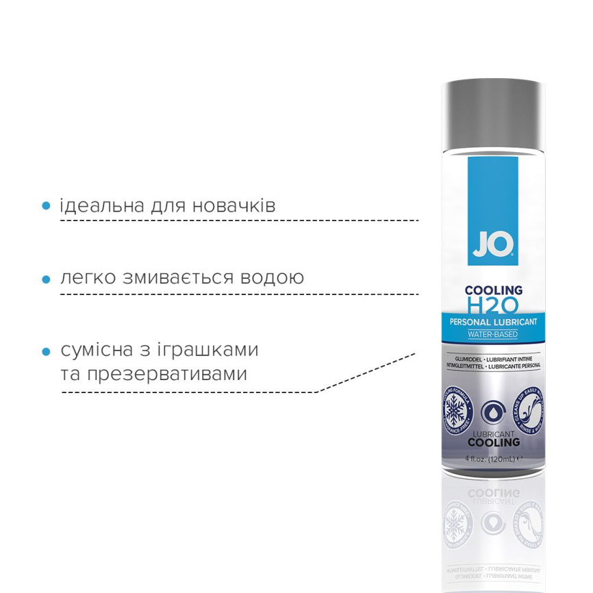 Охолоджувальна змазка на водній основі JO H2O COOLING (120 мл) з ментолом, рослинний гліцерин фото 3