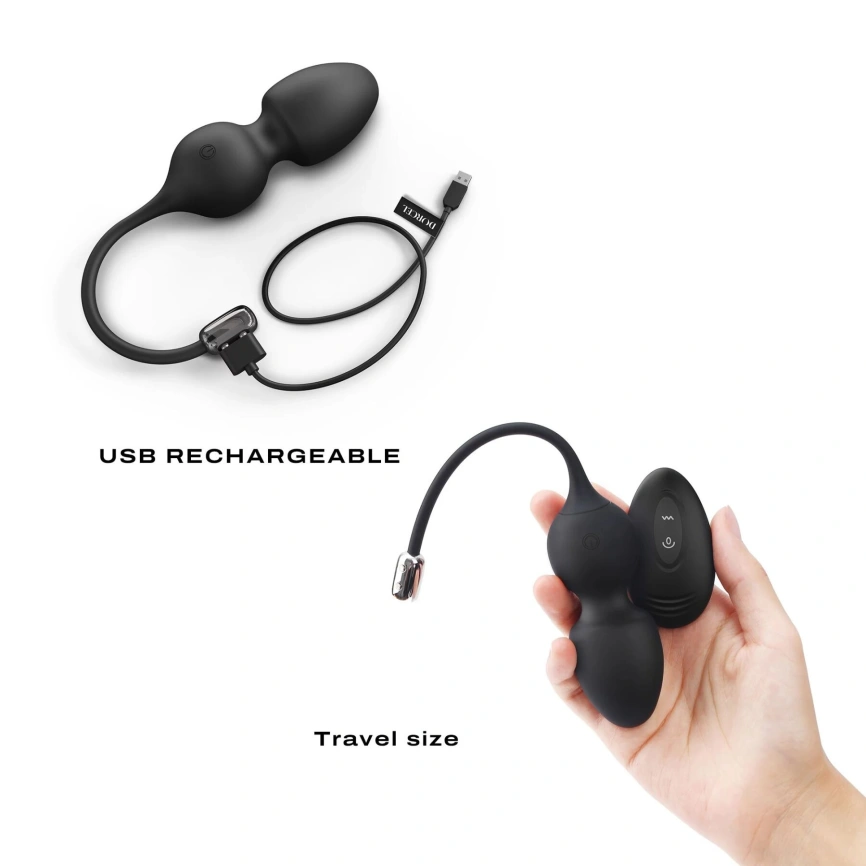 Вагинальные шарики Dorcel LOVE BALLS BLACK, вибрации и движения внутреннего шарика, пульт ДУ фото 4