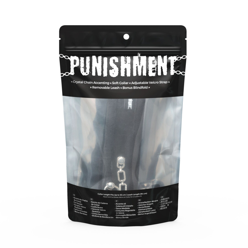 Нашийник із повідцем Punishment - Crystal Collar & Leash - Black фото 4