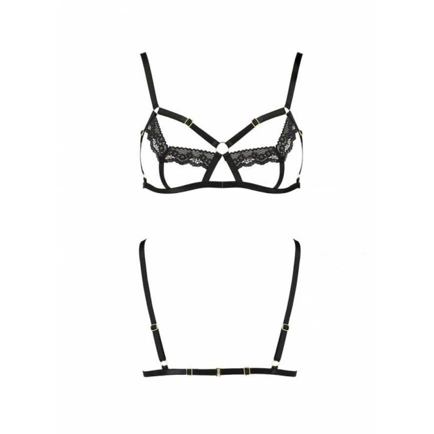 Бюстгальтер-стрепы с кружевом Passion Exclusive SOLON BRA L/XL, black фото 10