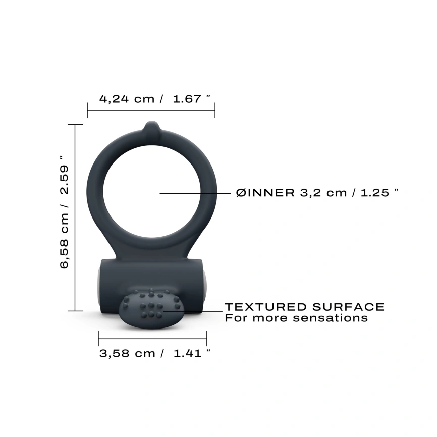 Эрекционное кольцо Dorcel Power Clit Black V2 с вибрацией, с язычком со щеточкой фото 4