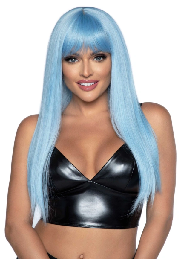 Длинный голубой парик Leg Avenue Long straight bang wig Blue, гладкий, 61 см фото 1