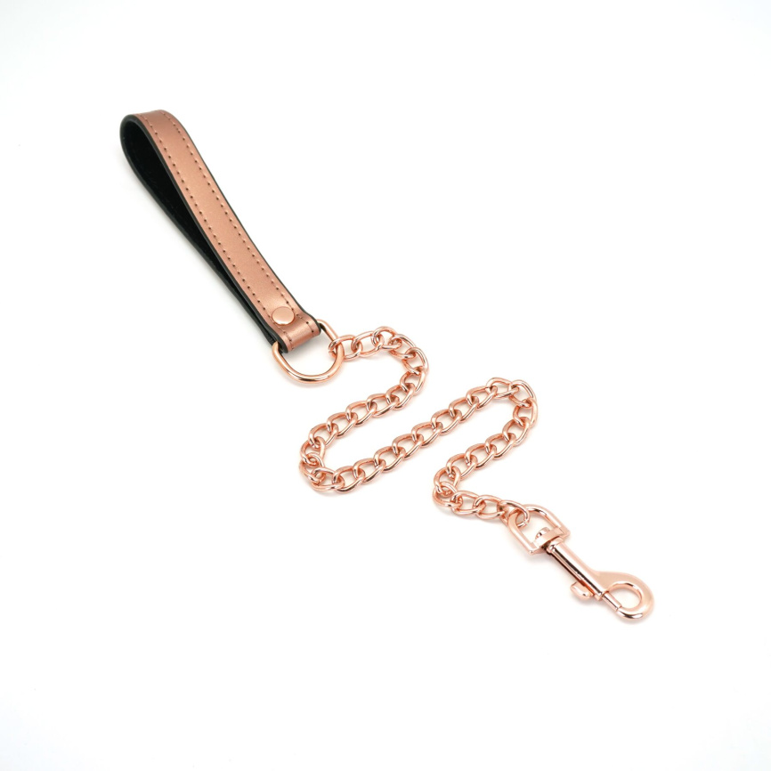 Широкий нашийник з повідцем Liebe Seele Rose Gold Memory Collar with Leash, натуральна шкіра фото 4