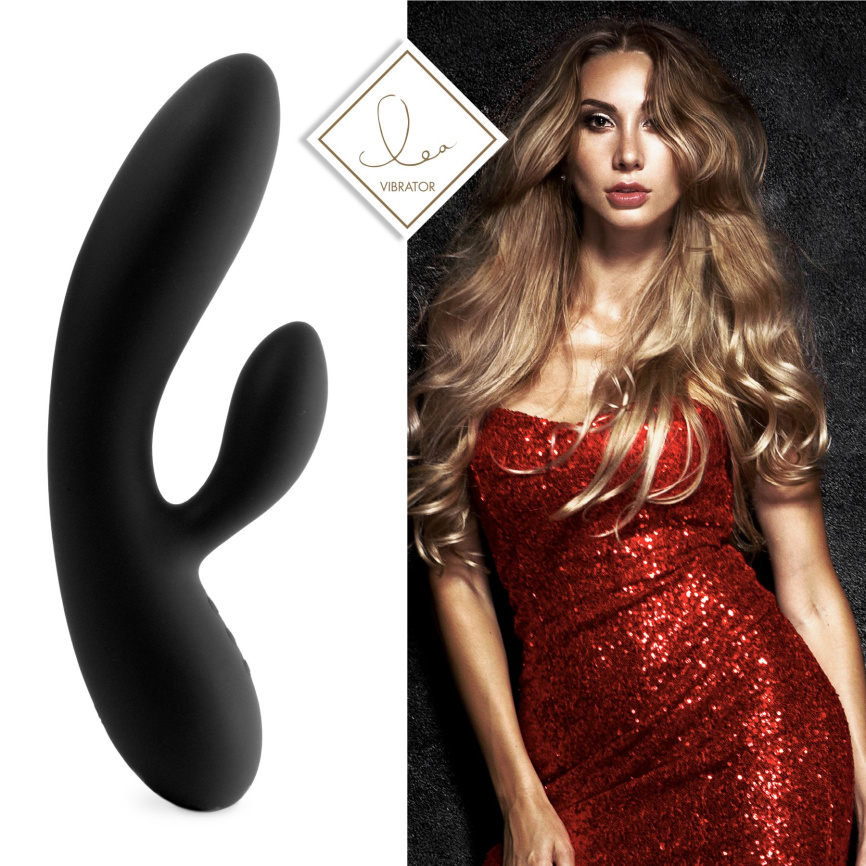 Гнучкий вібратор кролик з двома моторами FeelzToys Lea Rabbit Vibrator Black фото 2
