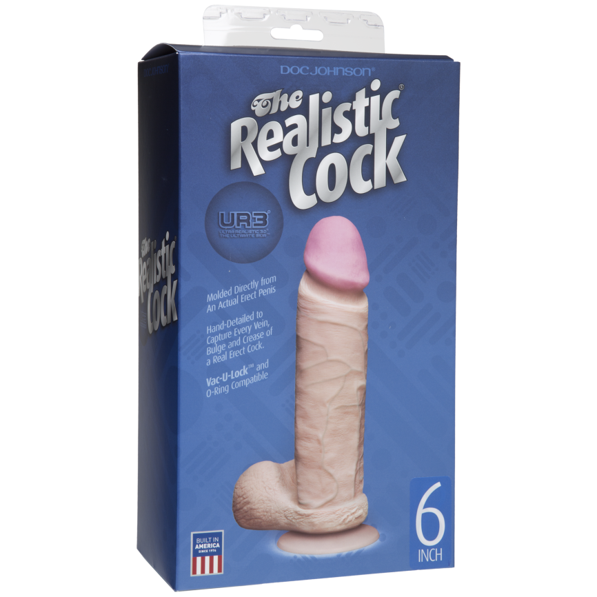 Фалоімітатор Doc Johnson The Realistic Cock 6 inch White – ULTRASKYN, Vack-U-Lock, діаметр 4,3 см фото 2