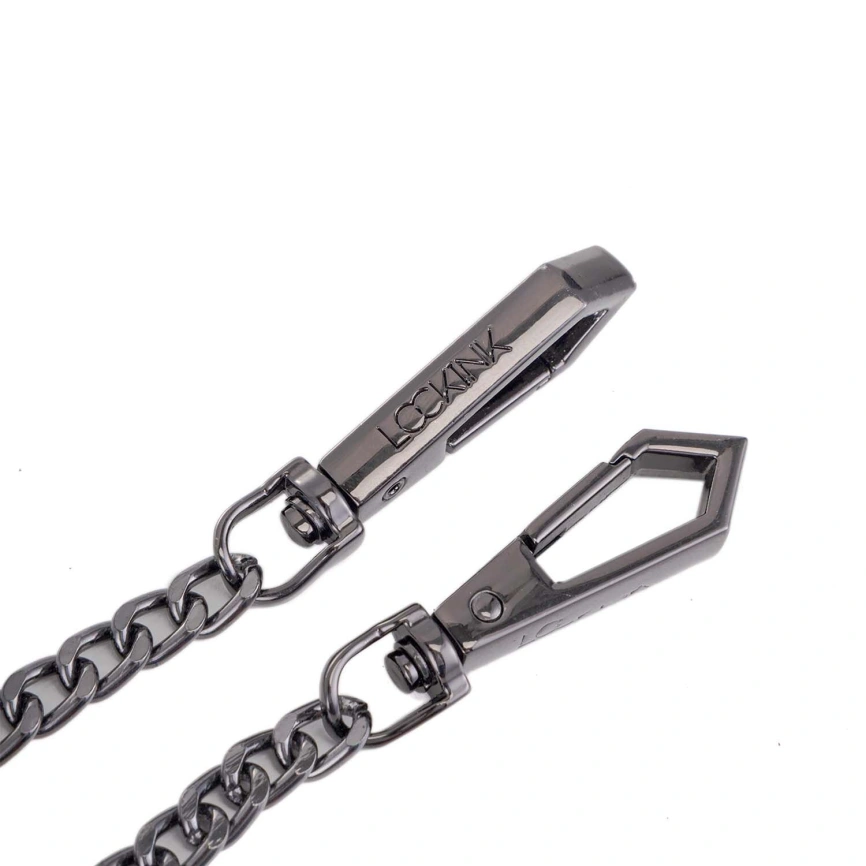 Ошейник с поводком LOCKINK Tied Collar with Leash Set, черный, цепь с кожаной петлей и карабином фото 8