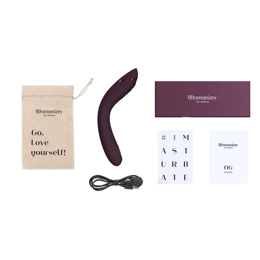 Вакуумный стимулятор для точки G и клитора с вибрацией Womanizer OG Aubergine, 12 уровней, 3 режима фото 7