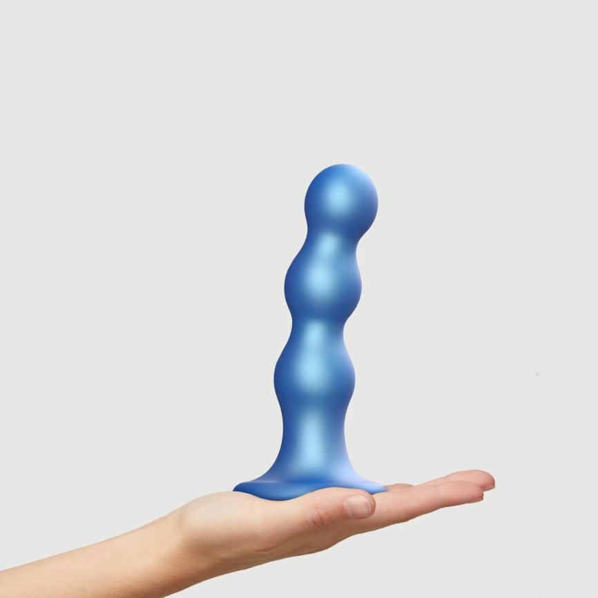 Насадка для страпона Strap-On-Me Dildo Plug Balls Blue Metallic L фото 2