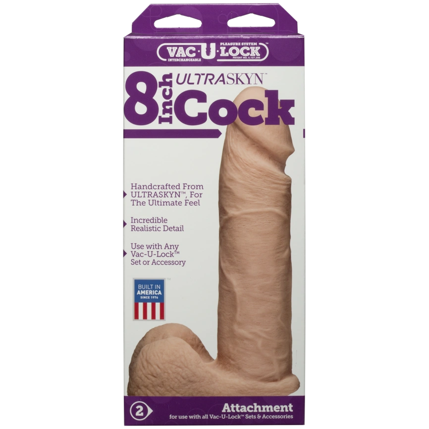 Фаллоимитатор Doc Johnson Vac-U-Lock - 8 Inch ULTRASKYN Cock White, диаметр 5,1см фото 5