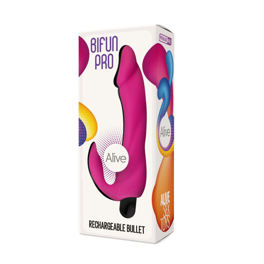 Вібратор вагінально-кліторальний Alive Bifun Pro, Pink, перезаряджуваний фото 3