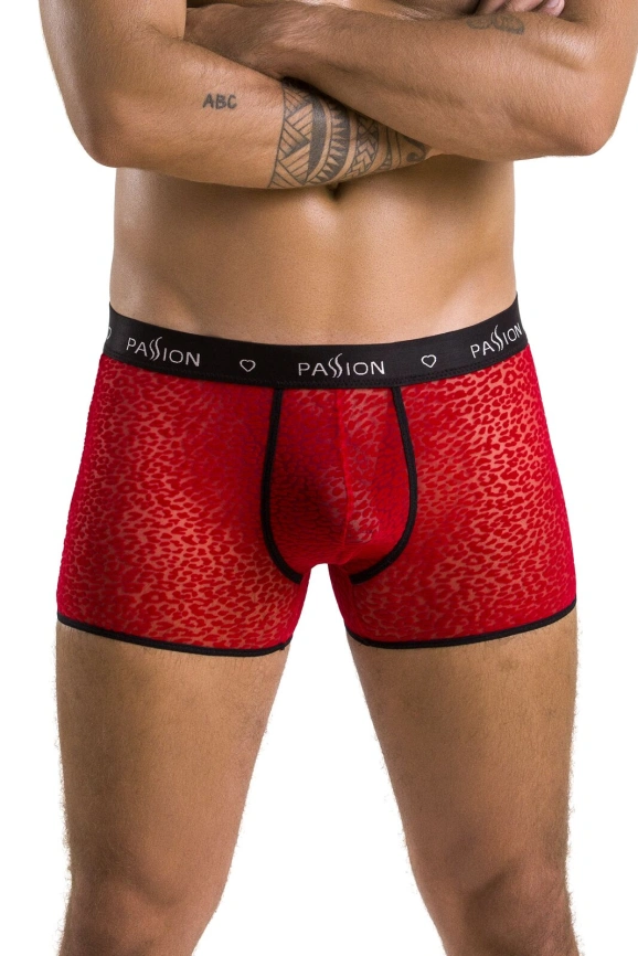 Мужские прозрачные боксеры Passion 046 SHORT PARKER L/XL Red, сетка, под леопард фото 1