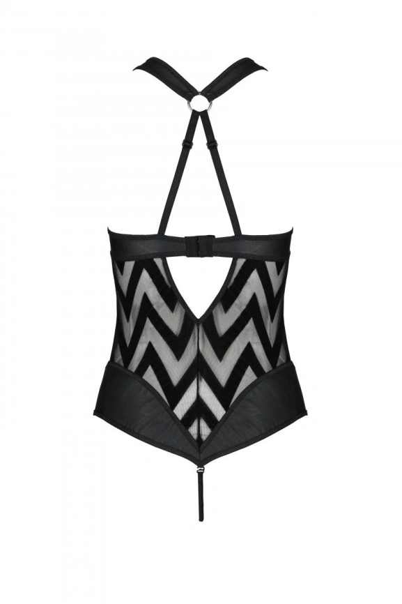 Сетчатый боди с халтером и ритмичным рисунком Passion Hima Body S/M, black фото 5