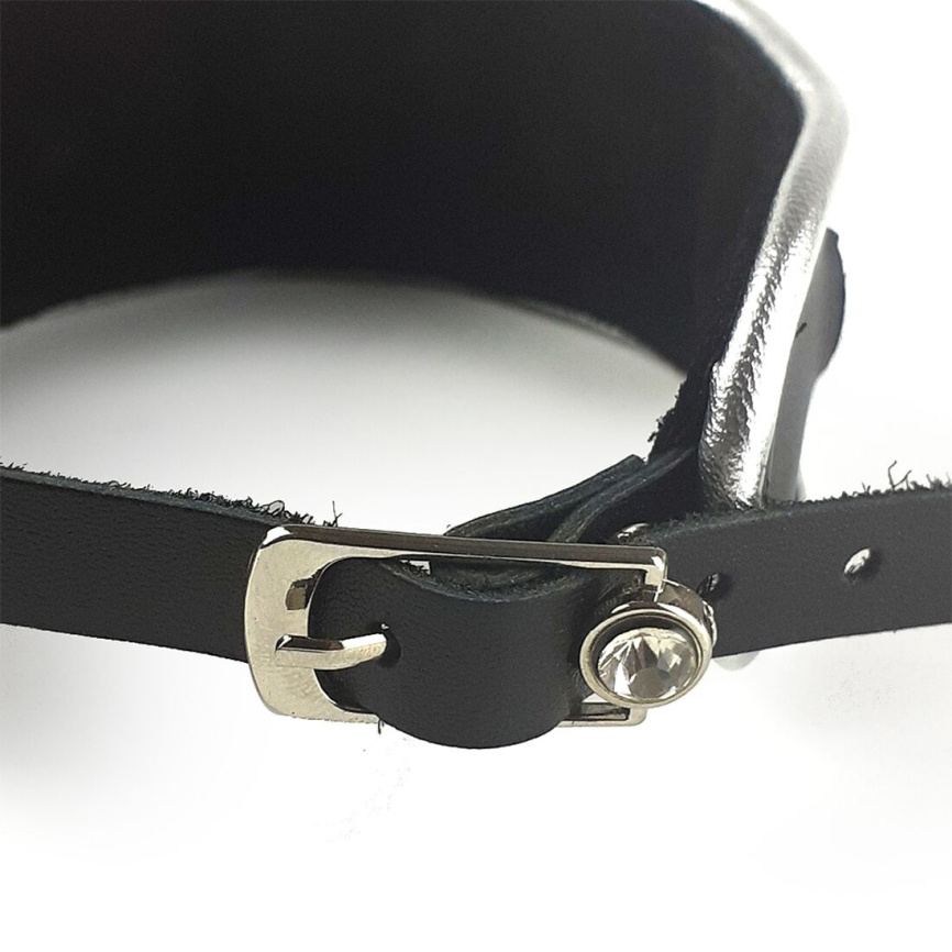 Ошейник из натуральной кожи со стразами и кольцом Art of Sex -  Collar Ring фото 5