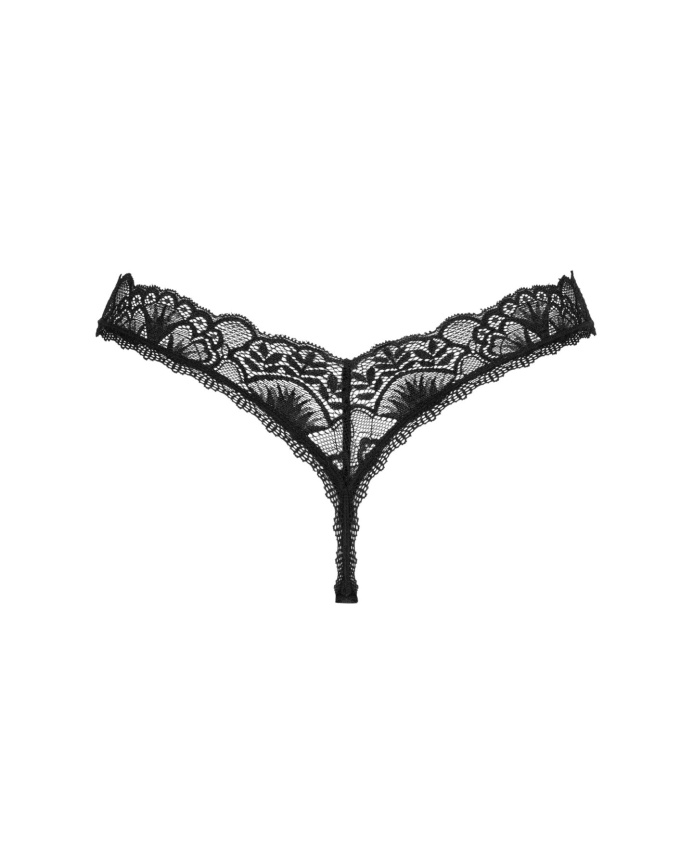 Мереживні стрінги Obsessive Donna Dream thong XL/2XL Black, низька посадка фото 4