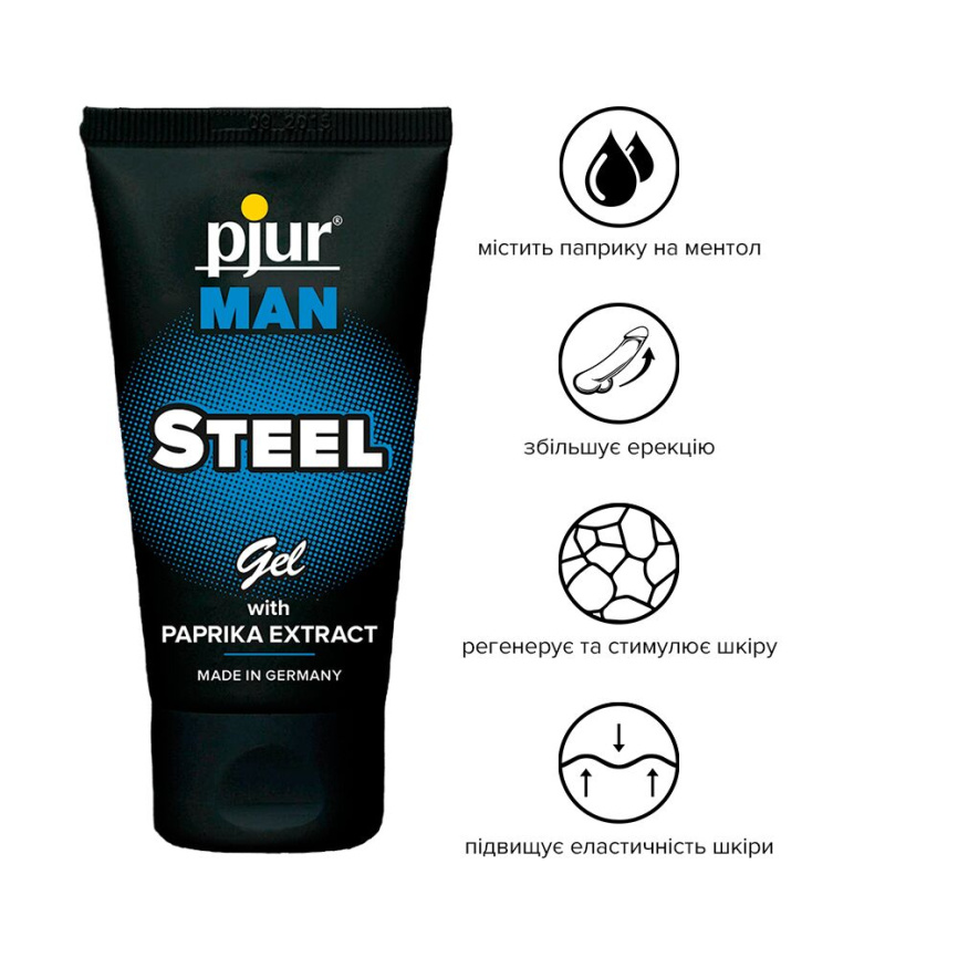 Гель-стимулятор для пеніса pjur MAN Steel Gel 50 мл, з екстрактом паприки та ментолом фото 2