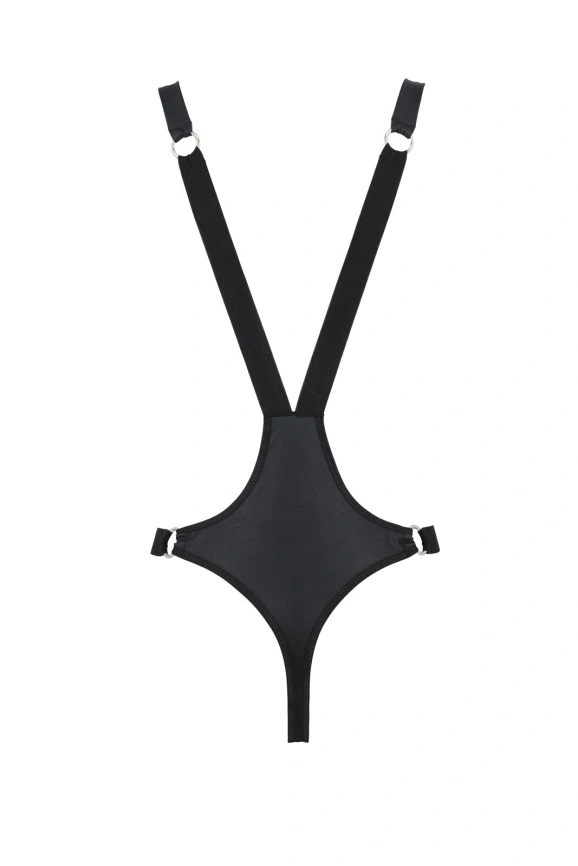 Мужское боди с люверсами Passion 028 HARRY S/M Black, экокожа, на лямках фото 4