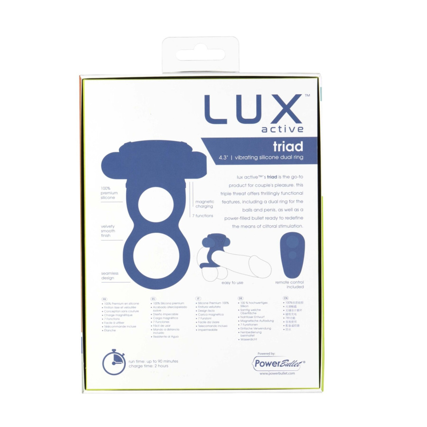 Подвійне ерекційне кільце з вібрацією Lux Active-Triad - Vibrating Dual Cock Ring, пульт ДК фото 8