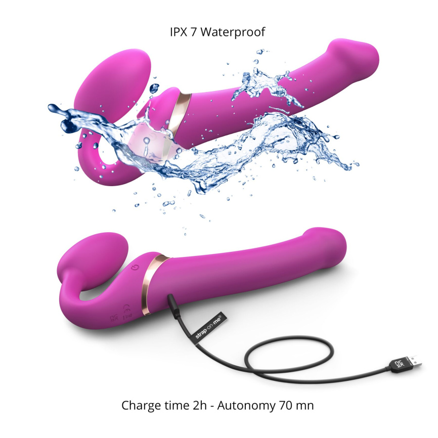 Безремінний вібрострапон з вакуумною стимуляцією Strap-On-Me MULTI ORGASM Fuchsia M, регульований фото 3
