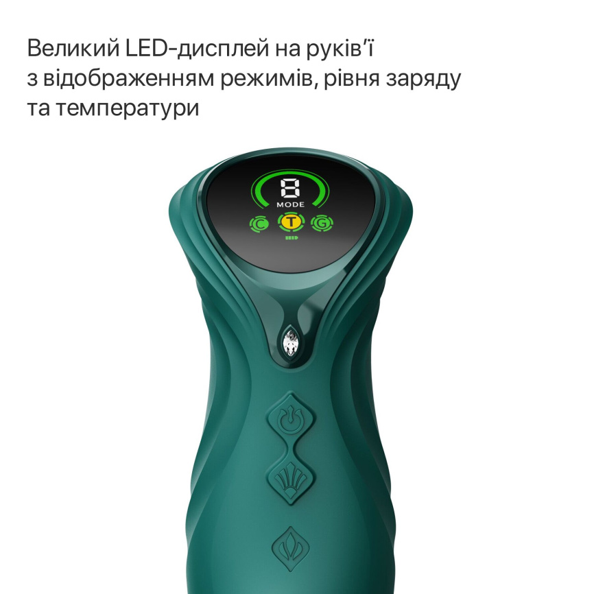 Смарт пульсатор-кролик з вібрацією Zalo Mose 2 Turquoise Green, підігрів до 42 °C, кристал Swarovski фото 23