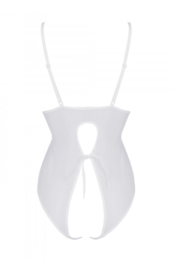 Боди с ажурным декором и открытым шагом Passion URSULA BODY XXL/XXXL, white фото 4