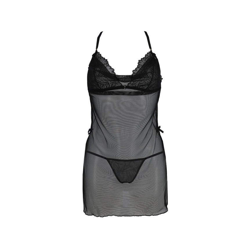 Сорочка Passion DELIENA CHEMISE XXL/XXXL black, стрінги із заниженою талією фото 10