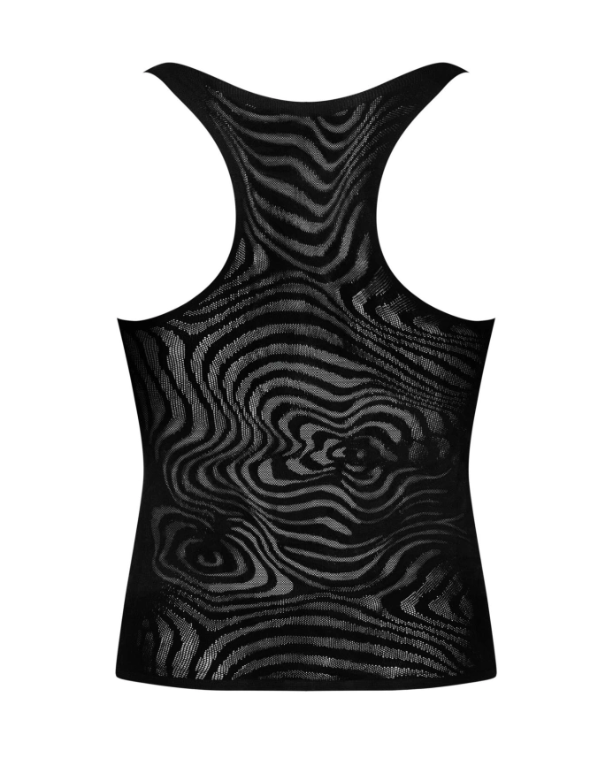 Мужская полупрозрачная майка-борцовка с узором Obsessive T103 tank top S/M/L, черная фото 6
