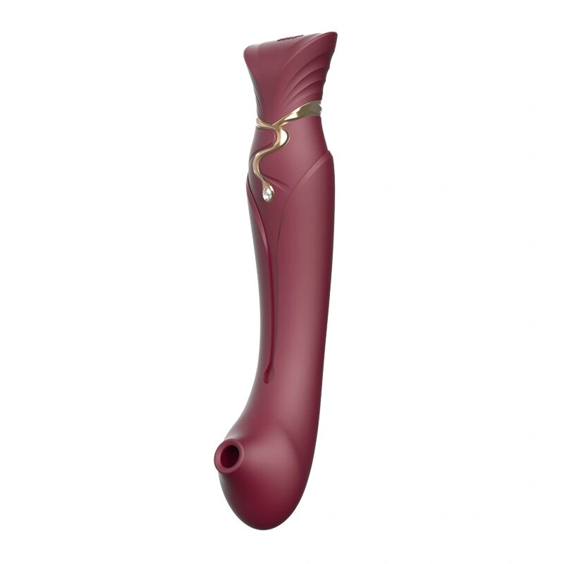Смартвибратор 3в1 Zalo — Queen Set Wine Red, пульсирующая жемчужина и вакуум, кристалл Swarovski фото 7