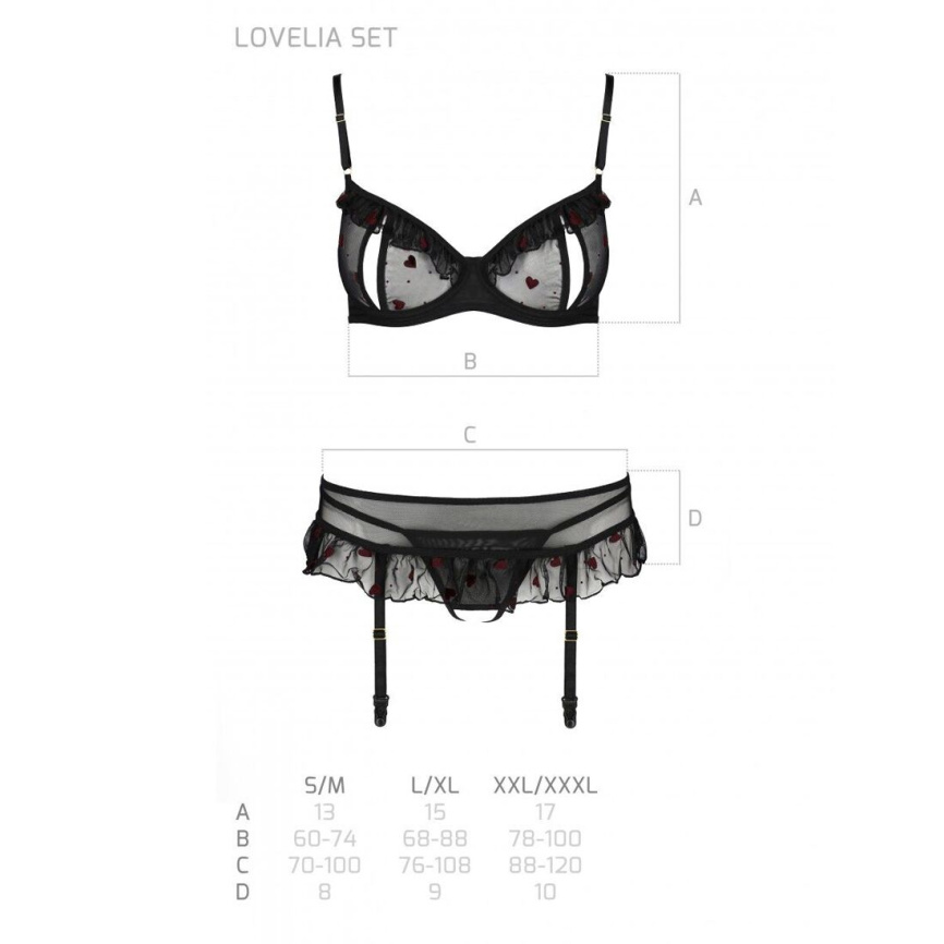 Сексуальний комплект з поясом для панчіх Passion LOVELIA SET XXL/XXXL, black фото 7
