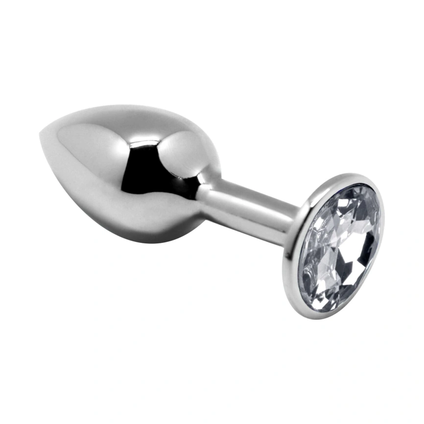 Металлическая анальная пробка с кристаллом Alive Mini Metal Butt Plug White L фото 1