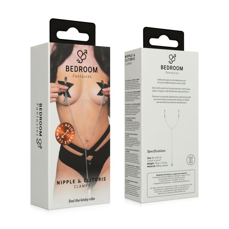 Затискачі для сосків та клітора Bedroom Fantasies: Nipple and Clitoris Clamps - Silver фото 2