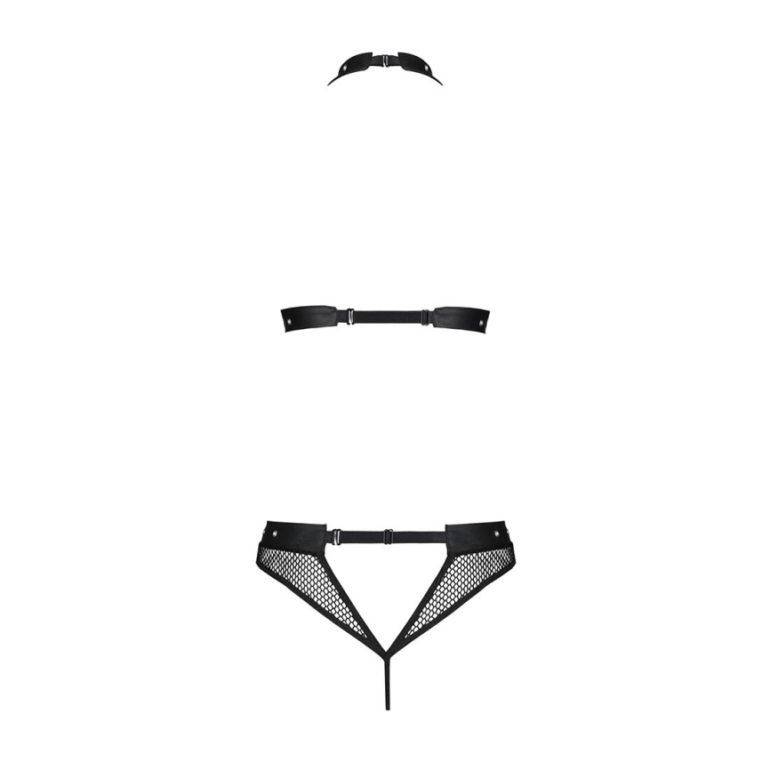Білизна з відкритим доступом Passion MOONLIGHT SET L/XL black топ, стрінги фото 11