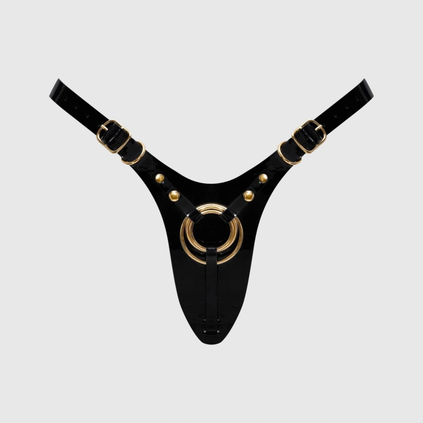 Трусики для страпона Strap-On-Me Leatherette Harness Fabulous - One Size - Black Glossy фото 1