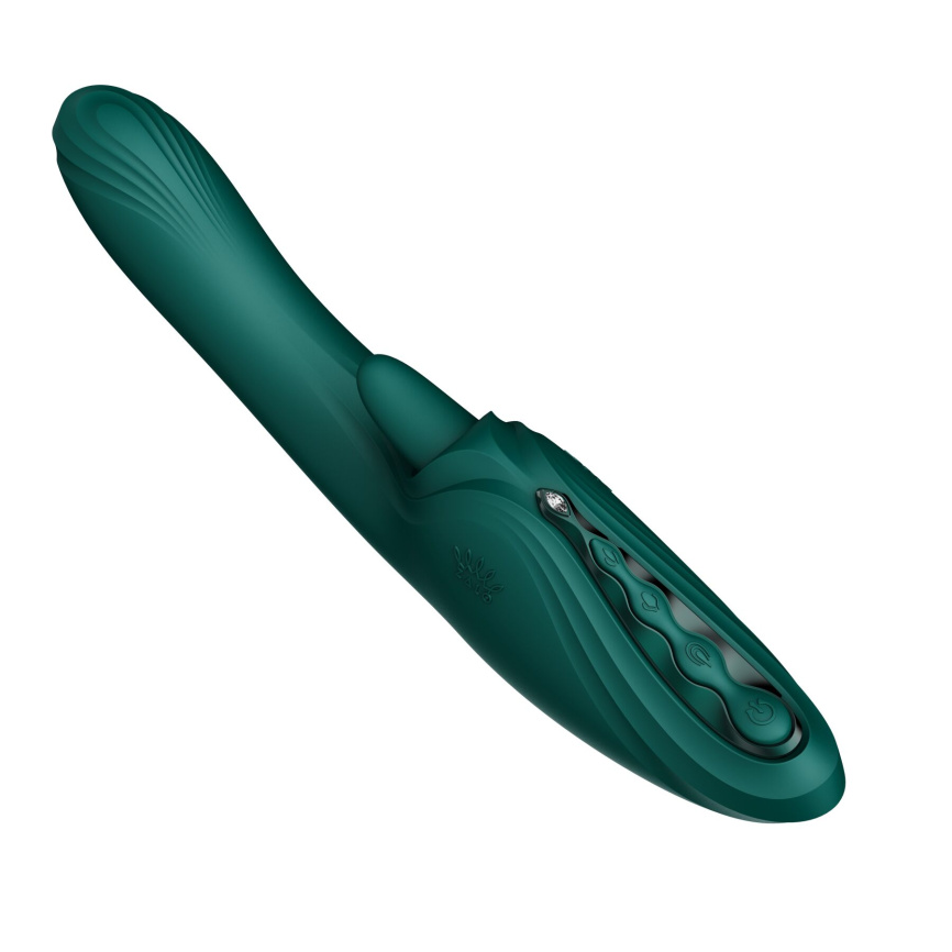 Смарт-вібратор Zalo Ares Turquoise Green, підігрів, 3 мотори, язичок для клітора, стимуляція точки G фото 5