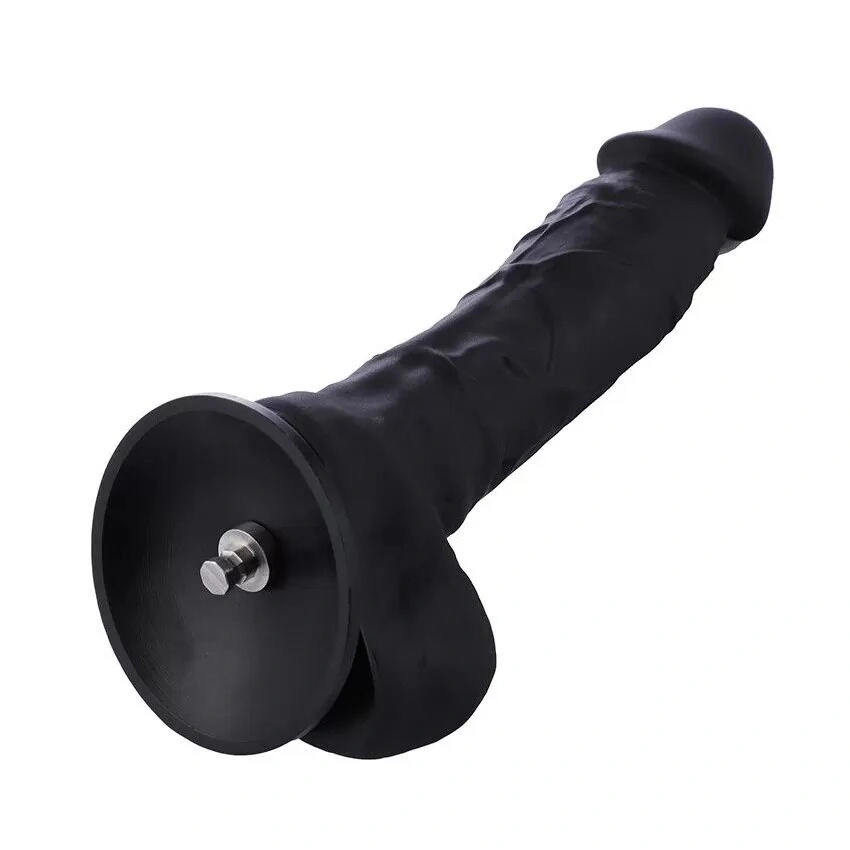 Фаллоимитатор для секс-машин Hismith 8.3″ Silicone Dildo Black, система KlicLok, гибкий стержень фото 1